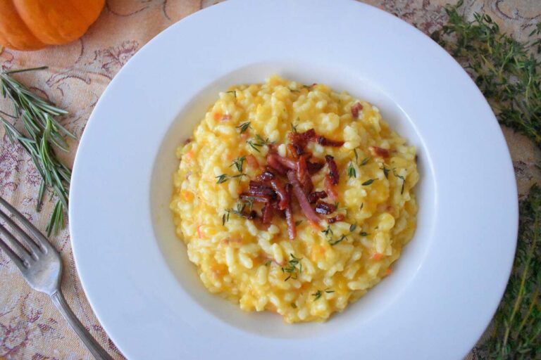 Wloskie risotto z dynia i szynka speck