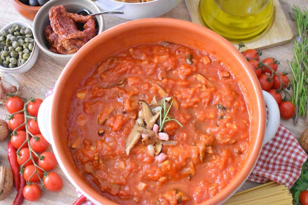 Sos z grzybami i speck