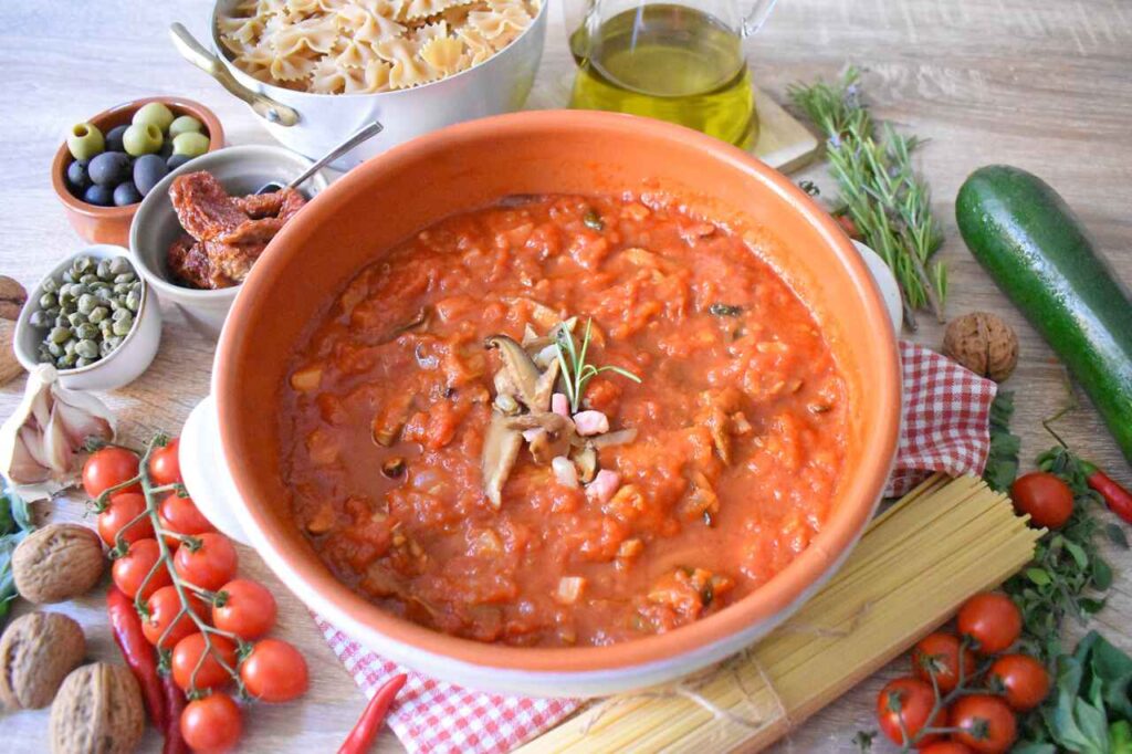 Sos z suszonymi grzybami i speck